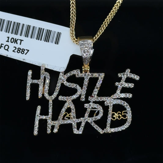 Hustle hard pendent and chain combo