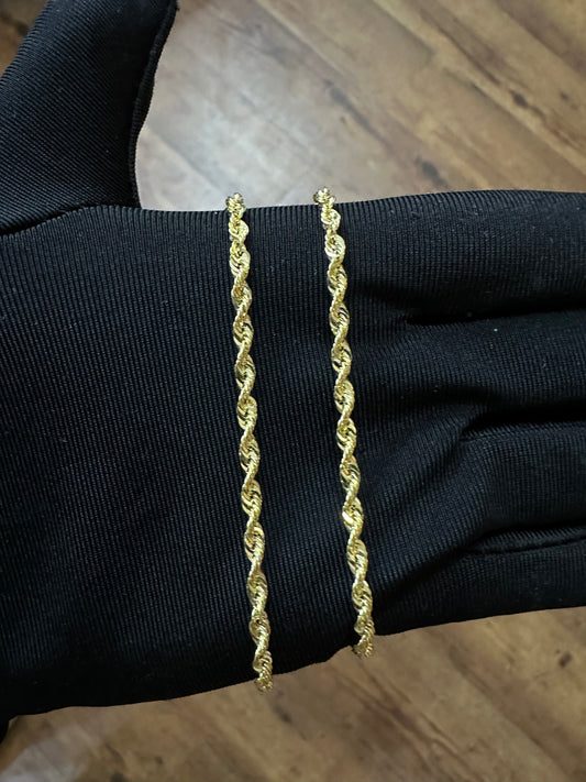 Diamond Cut Rope Gold Anklets