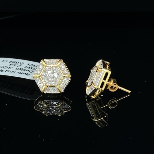 Hectagon Diamond Earring-GER0055